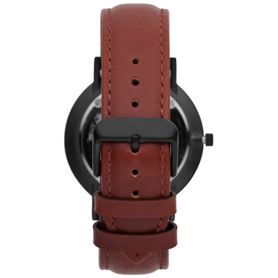 Custom logo luxury quartz men's wrist watch dark brown leather strap watches