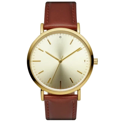 Custom Oem Men's Business Wrist Watch Brown Leather Strap Watches