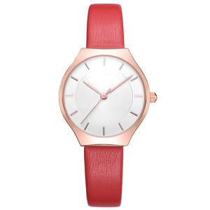 Fashion Ladies Watches Red Leather Female Waterproof Quartz Watch Women Watch Reloj Simple Dial