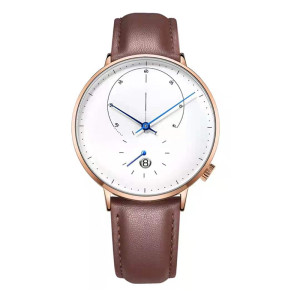 Factory direct sales watches men wrist with custom logo simple genuine leather quartz watch
