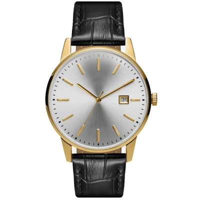 Classic Custom Your Own Brand Minimalist Wrist Watch Men With Crocodile Leather Strap
