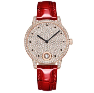 High Quality Luxury Waterproof Leather Full Diamond Watch Stone Women Watch Jewelry For Gift