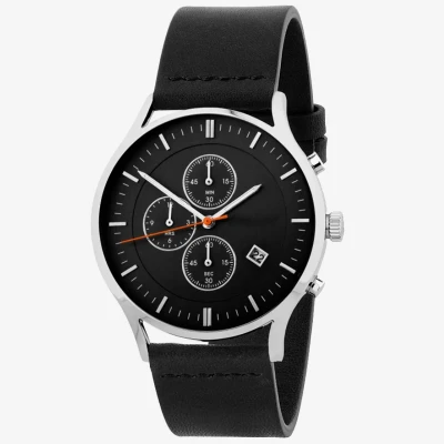 Minimalistic 30M Waterproof Mens Genuine Leather Multi Functional Sport Quartz Chronograph Watch