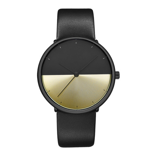 Custom Logo Low Moq High Quality Men Simple Wood Watch Leather Strap Wristwatch
