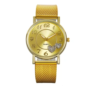 Wholesale Mesh Stainless Steel Watch Waterproof Luxury Quartz Watch With Gemstone For Women