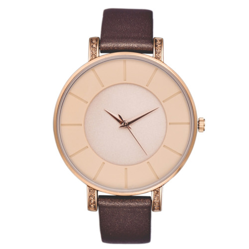 New Design Fashion Style Leather Minimalist Textured Dial Wrist Watch Lady Quartz Movement Watch