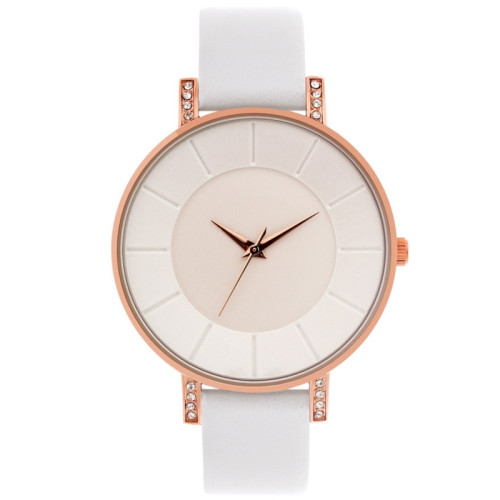 New Design Fashion Style Leather Minimalist Textured Dial Wrist Watch Lady Quartz Movement Watch