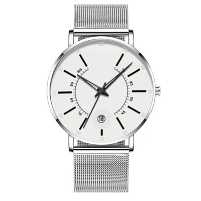 Top-ranking Quartz Watches For Couple With Stainless Steel Band Silver Wristwatch Waterproof Luminous Unisex Watches For Lover