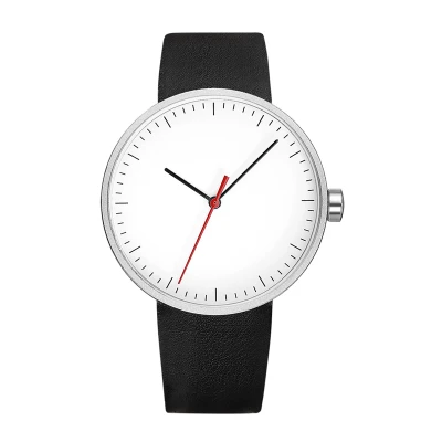 Fashion Custom logo 3ATM alloy leather oem minimalist plain dial waterproof men watch