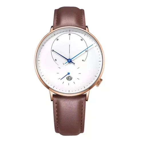 Customized Personalized Stainless Steel Genuine Leather Minimalist Wrist Watch With Your Logo