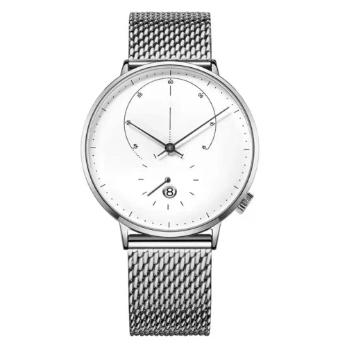 Customized Personalized Stainless Steel Genuine Leather Minimalist Wrist Watch With Your Logo