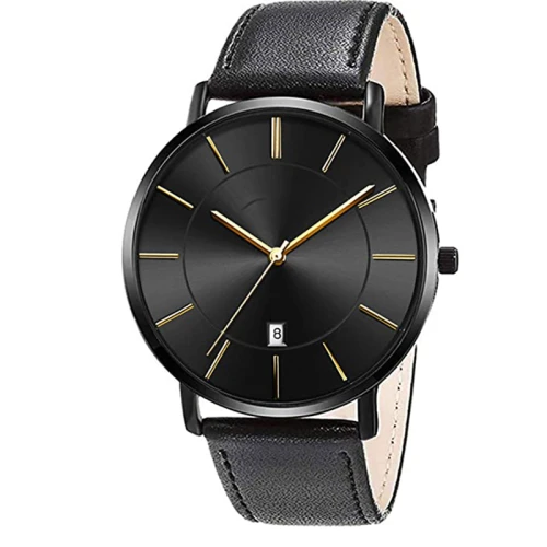 Classic Simple Arabic Numeral Watches Leather Quartz Simple Dial Mens Japan Movement Watch