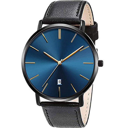 Leather Band Simple Big Dial Calendar Male Quartz Watch Day Date Cheap Attractive Fashion Business Men Hand Quartz Watch