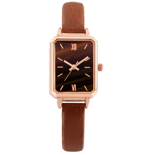women wristwatch brown leather strap square watch ladies fashion small watch