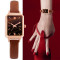 women wristwatch brown leather strap square watch ladies fashion small watch