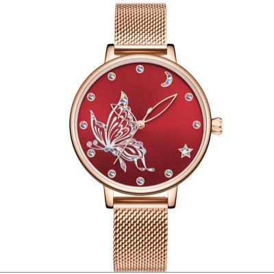 Wholesale Factory Rose Gold Case Simple Dial Leather Watch For Lady Women Thin Casual Strap Quartz Wristwatch