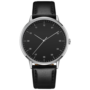 Custom men's brand logo leather strap simple watch quartz new own brand watch