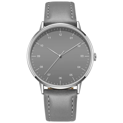 Custom men's brand logo leather strap simple watch quartz new own brand watch