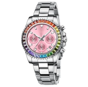 Stainless Steel Japan Movt Brand OEM Luxury Women Quartz 2022 Diamond Hip Hop Custom Logo Watch