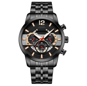 Customizable 44mm Luxury Business Band Calendar Mens Watch Stainless Steel Strap Watch