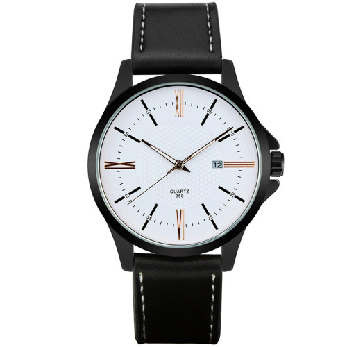 Leather Strap Roman Numeral Calendar Business Watch Simple Fashion Couples Watch Large and Small Dial