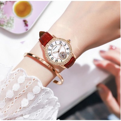 2023 Women Black Watch Hot Sale Leather Band Stainless Steel Analog Quartz Wristwatch Lady Female Casual Watches