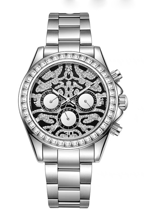 Luxury Men's Automatic Mechanical Watch Ring 41mm with 316 Stainless Steel and diamond setting Bezel