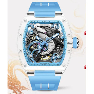 Luxury Classic Stainless Steel Wristwatch Mechanical Skeleton Watches Men Automatic Watch