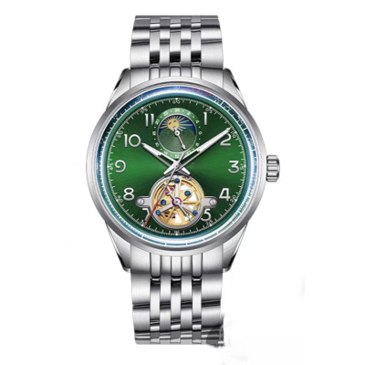 New Multifunction Four Dials Men Automatic Mechanical Stainless Steel Chain Quartz Wrist Watch