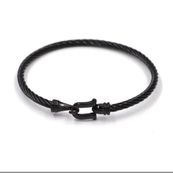 Wholesale Fashion Jewelry 18K Gold Plated Black and White Bangles Stainless Steel Bracelet For Women