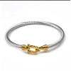 Gold Plated Stainless Steel Bracelet Custom Logo Words Adjustable String Bracelet Women Cord Jewelry
