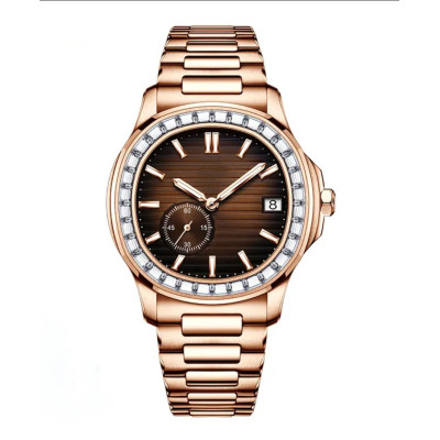 High Quality Western Style Iced Out Waterproof Watch Paved Zirconia Stones Trendy Hiphop Punk Large Dial Watch Gold Unisex