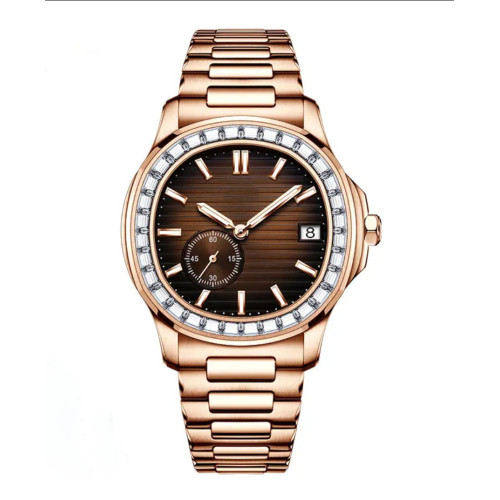 High Quality Western Style Iced Out Waterproof Watch Paved Zirconia Stones Trendy Hiphop Punk Large Dial Watch Gold Unisex