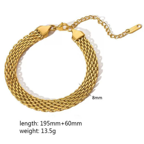 2024 Summer New Ins 18k Gold Plated Stainless Steel High quality Gypsy Double Stretch Gold And Silver Waterproof Bracelet