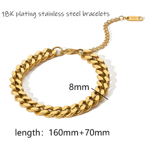 2024 Summer New Ins 18k Gold Plated Stainless Steel High quality Gypsy Double Stretch Gold And Silver Waterproof Bracelet