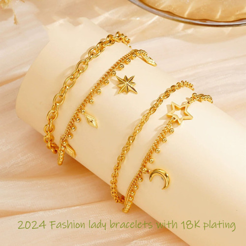 Fashion stainless steel jewelry electroplated 18K women's bracelet wholesale supplier