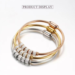 316 Stainless steel bracelets with set stones with plating rose