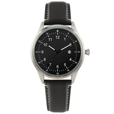 Custom oem minimalist luminous genuine luxury brand dial movement mens wristwatches leather straps watch