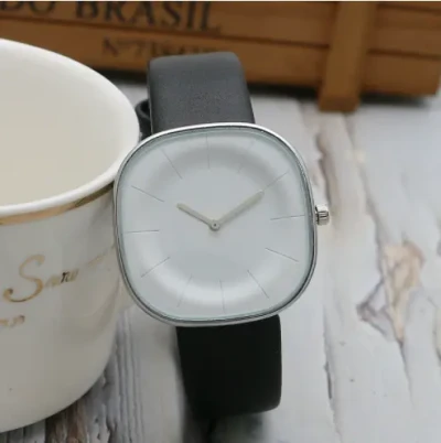 2023 Women Black Watch Hot Sale Leather Band Stainless Steel Analog Quartz Wristwatch Lady Female Casual Watches