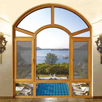 Internal And External Tilt And Turn Aluminum Wood Casement Window with HOPPE handle