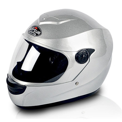 Modern Silver Full Face Motorcycle Helmet