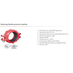 Reducing flexible grooved coupling