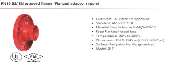 PN10 BS/EN grooved flange(Flanged adaptor nipple)