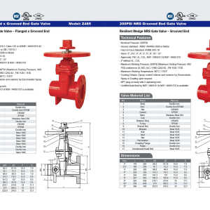 200PSI  NRS Flanged  x Grooved End Gate Valve