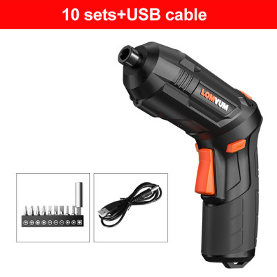 LOMVUM USB Charging Screwdriver Lithium Battery Screwdriver Hand Drill Mini Small Home Electric Screwdriver Tool Set