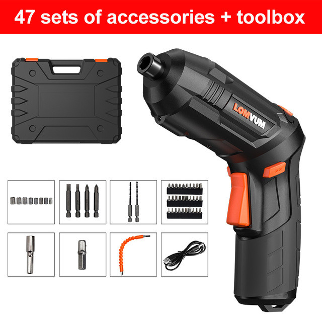 Lomvum Usb Charging Screwdriver Lithium Battery Screwdriver Hand Drill