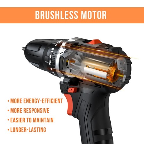 20V Electric Impact Brushless Cordless Screwdriver Mini Drill Li-Ion Lithium Battery DIY Power Tool