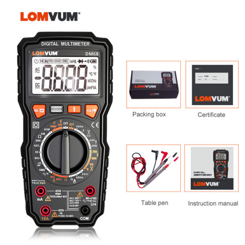 DM58/ DM68 LOMVUM NCV Digital Multimeter 5999 counts Auto Ranging AC/DC voltage Meter Current Capacitance Measuring Tester Voltage
