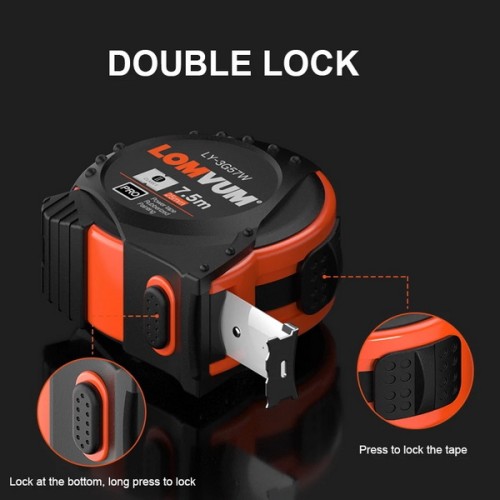 LOMVUM 5M Metric British System Auto Lock Measurement Tape 7.5M Tape Measure Retractable 3M Measuring Tape Inches Centimeters