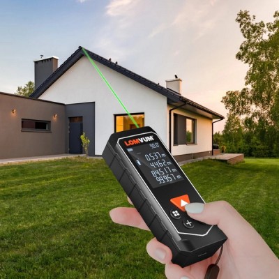 LOMVUM LYA Laser Rangefinder Green Beam Digital Laser Distance Meter Battery-powered 100m Range Finder Tape Distance Measurer